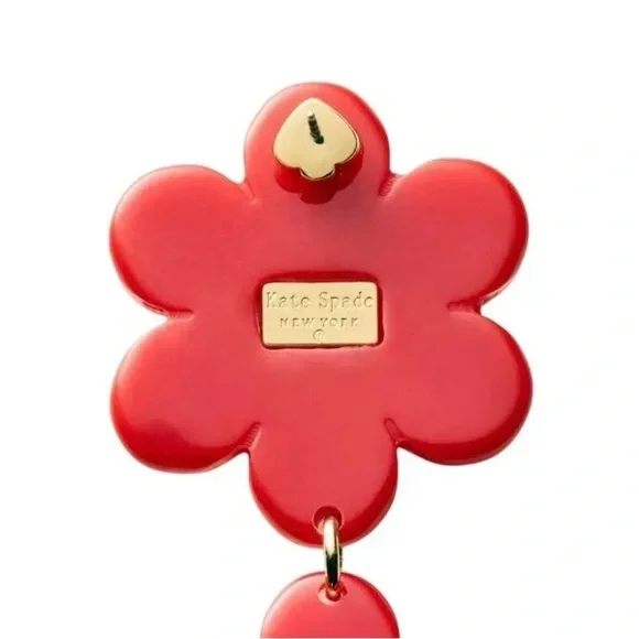 Kate Spade New York x Target Limited Edition Floral Linear Earrings in Red NIB - Picture 7 of 8